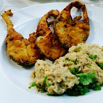 Sável frito c/ açorda de ovas